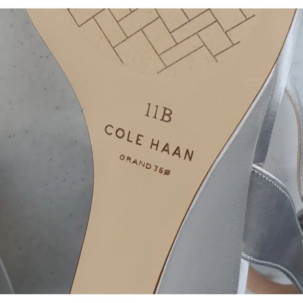 Cole Haan Josie Wedge Heel Sandals Crystal Gray‎ Satin W30331 Women's Sz 11B NEW